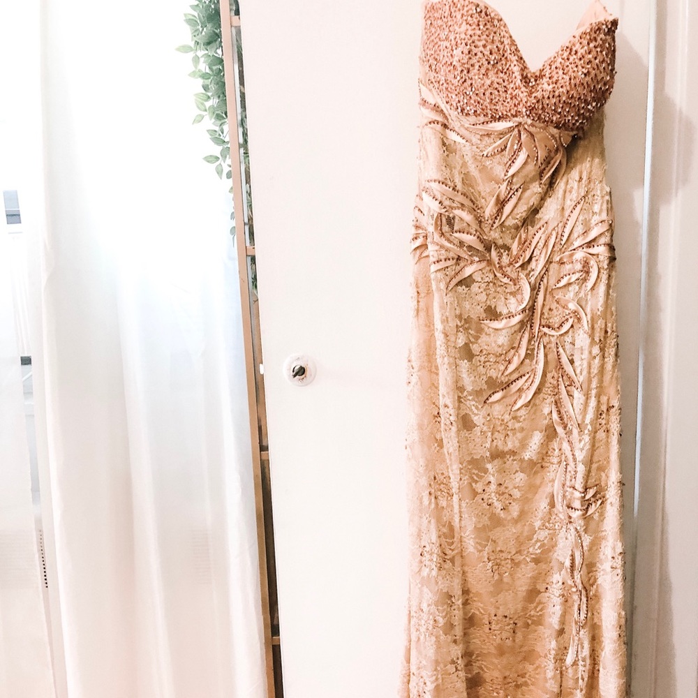 Gold Lace Sequined Dress